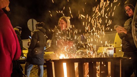 Refugiados ucranianos en la frontera con Polonia