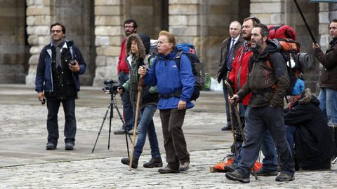 O actor Martin Sheen na rodaxe da pel�cula �The Way� no 2009