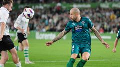 Jon Garc�a en una imagen de un enfrentamiento frente al Racing de Santander en el 2023.