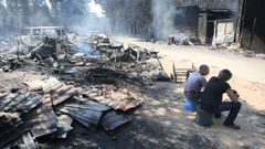 Una chataterr�a, arrasada por el fuego en Vilagarc�a.