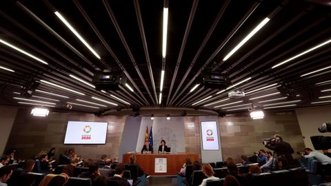 Rueda de prensa, hoy en La Moncloa, posterior al Consejo de Ministros