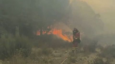 Un militar de la UME, en la zona del Barranco de las Cinco Villas.