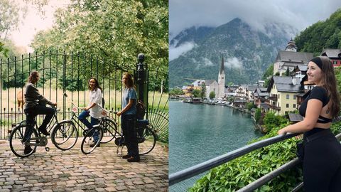 A la izquierda, Sonia en �msterdam (1997). A la derecha, Ic�a en Austria (2023)