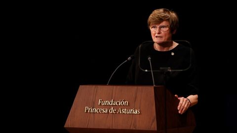 Katalin Karik, durante su uintervencin en la ceremonia de entrega de los Premios Princesa de Asturias