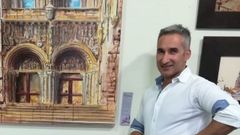 Abel Barandela, en una de sus exposiciones realizada en Noia. Sus enopinturas del Camino de Santiago pueden verse hasta el d�a 7 de septiembre en la Vi�oteca Ribeirao de Melide, en horario comercial. 