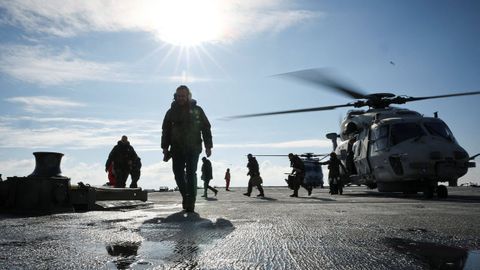 El ministro de Defensa alem�n, Boris Pistorius, durante un ejercicio en el B�ltico en el mes de febrero