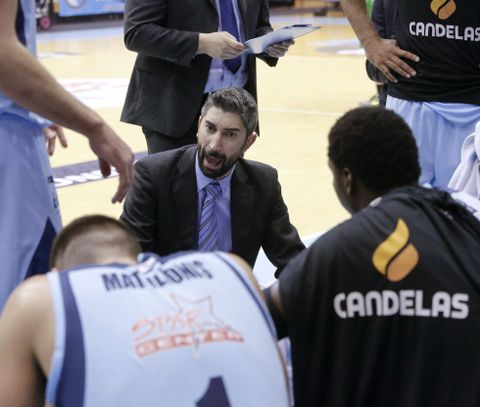 El Breog�n, durante un tiempo muerto del encuentro del pasado domingo ante el Castell�n. 