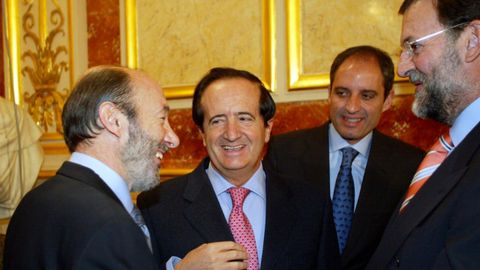 Alfredo Prez Rubalcaba, Juan Jos Lucas, Francisco Camps y Mariano Rajoy durante la recepcin oficial del XXVI aniversario de la Constitucin