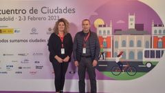 Mari�n Ferreiro y Jos� Antonio Carballido, en el VII Encuentro de Ciudades que se celebra en Valladolid