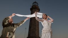 Un momento da toma de fotos para a imaxe promocional da Mostra do Encaixe de Camari�as.