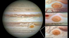 Im�genes de mancha roja de Jupiter en 1995, 2009 y 2014 en las que se puede apreciar como su tama�o se ha ido reduciendo