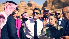 Macron durante su visita el mircoles al lugar arqueolgico Al Ula en Arabia Saud.