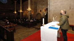 El administrador diocesano, Antonio Val�n, durante la conferencia que ofreci� en la iglesia de Santa Mar�a, y que llev� por t�tulo �Amar ao mundo como Deus o ama�