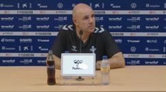 Fredi lvarez, entrenador del Celta Fortuna, en la rueda de prensa posterior a la derrota frente al Tenerife.