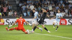 Swedberg en el partido de la Fase Liga ante el equipo de Sal�nica