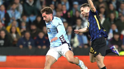 Javi Rueda, durante el partido entre Celta y Lille de este jueves.