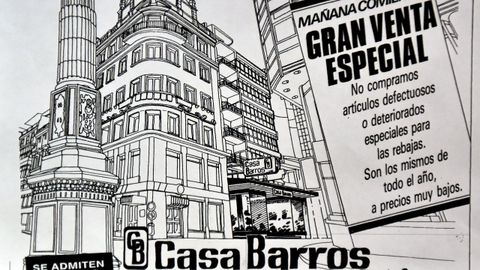 cartel promocional del local de la calle real que ocupaba Casa Barros en A Corua