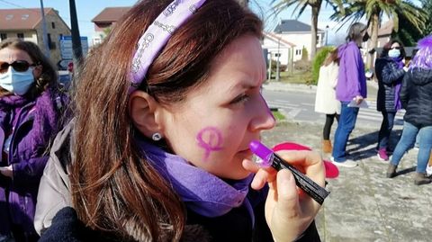 Guadalupa V�zquez, nunha mobilizaci�n do 8M en Carnota