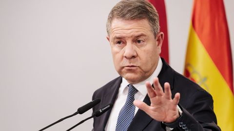 Emiliano García-Page, en rueda de prensa tras la reunión con Sánchez en Moncloa, en una imagen de archivo