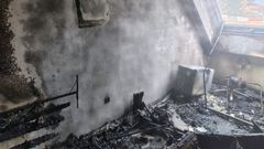 Estado en el que qued la sala de estar donde se origin el fuego