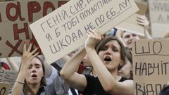 Protestas por la dimisi�n de Mykhailo Fedorov en Ucrania