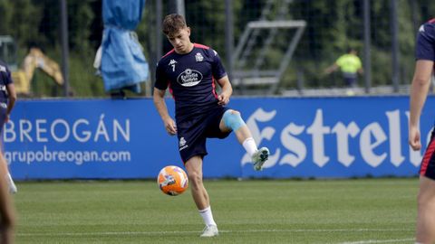 Diego G�mez en un entrenamiento este verano con el Deportivo
