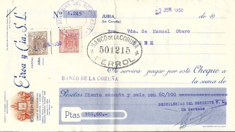 Carta de pago de las Destiler�as del Noroeste