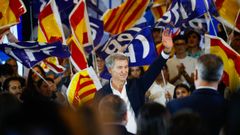 Alberto N��ez Feijoo, en el acto de precampa�a en Barcelona tras confirmar a Xavier Garc�a Albiol como cabeza de lista.
