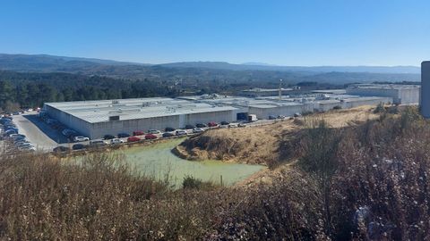 Fbrica de Sociedad Textil Lonia en O Pereiro de Aguiar, con los terrenos donde iba a construir su ampliacin en primer trmino