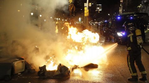 Disturbios durante las protestas en Barcelona