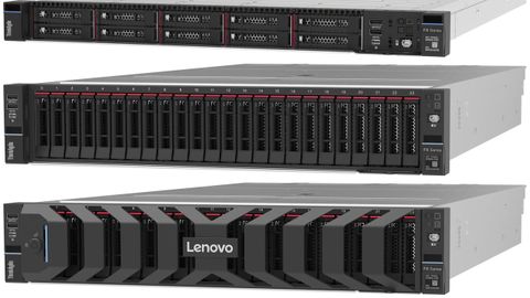 Sistemas ThinkAgile FX630 (arriba) y FX650 (centro), este &uacute;ltimo con marco de protecci&oacute;n (foto inferior).