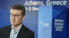 El presidente del PP,  Alberto N��ez Feijoo, este s�bado en Atenas en la reuni�n de l�deres del PPE