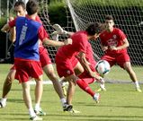 El Lugo, durante la sesi�n de entrenamiento del pasado lunes en A Campi�a.