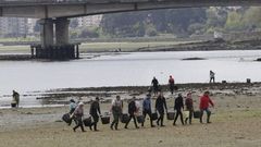 Los mariscadores, que siempre han demandado la regeneraci�n, durante una campa�a de eliminaci�n de mejill�n salvaje de la r�a