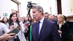 Alberto N��ez Feijoo responde a los periodistas tras un pleno en el Congreso.