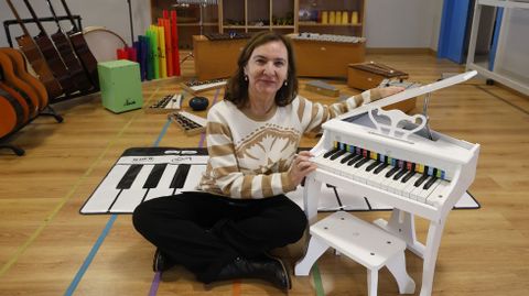 Reme Arias elige como su rincn el aula de msica del colegio, llamada Orfen Valdeorrs