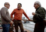 Riestra, editor de libro, Fortes, autor, y Reverte, prologuista. 