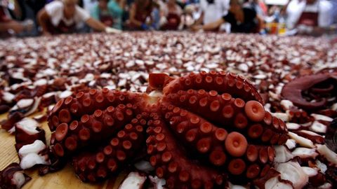 Tapa de pulpo m�s grande del mundo en Praza Maior de O Carballi�o durante a Festa do pulpo