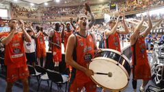Los jugadores del B�squet Coru�a celebrando la victoria en la primera semifinal de la Final Four.