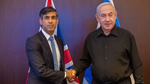 Rishi Sunak, primer ministro de Reino Unido, antes de su reuni�n con el primer ministro israel� Benjamin Netanyahu