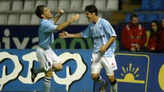 El brasile�o, celebrando un gol con el actual t�cnico del Celta, Berizzo, en el derbi de mayo del 2003.