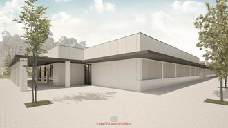 Recreacin de la esquina de la fachada del futuro inmueble del centro Ricardo Bar