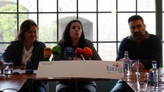 Imagen de los nacionalistas Ana Miranda, Noa Presas y Bernardo Varela, durante una rueda de prensa