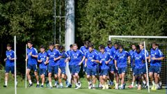 Los jugadores del Real Oviedo en El Requex�n
