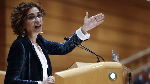 La vicepresidenta primera y ministra de Hacienda, Mar�a Jes�s Montero, en el pleno del Senado del pasado 15 de enero.