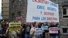 Protesta de trabajadores de Liberbank durante los premios Prncipe