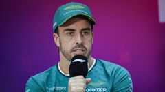 Fernando Alonso.Fernando Alonso, piloto de Aston Martin, en rueda de prensa