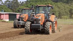 Trabajos preparatorios para la siembre de ma�z en terrenos de Sedes, en Nar�n, en una imagen de archivo