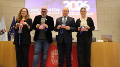 El presidente de la Diputacin de Lugo, Jos Tom, junto al vicepresidente, Efrn Castro (BNG) y las diputadas Pilar Garca Porto (PSOE) e Iria Castro (BNG) presentaron las cuentas provinciales del 2026