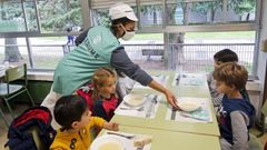 Comedor escolar del CEP Campolongo, en Pontevedra, en una imagen del 2020